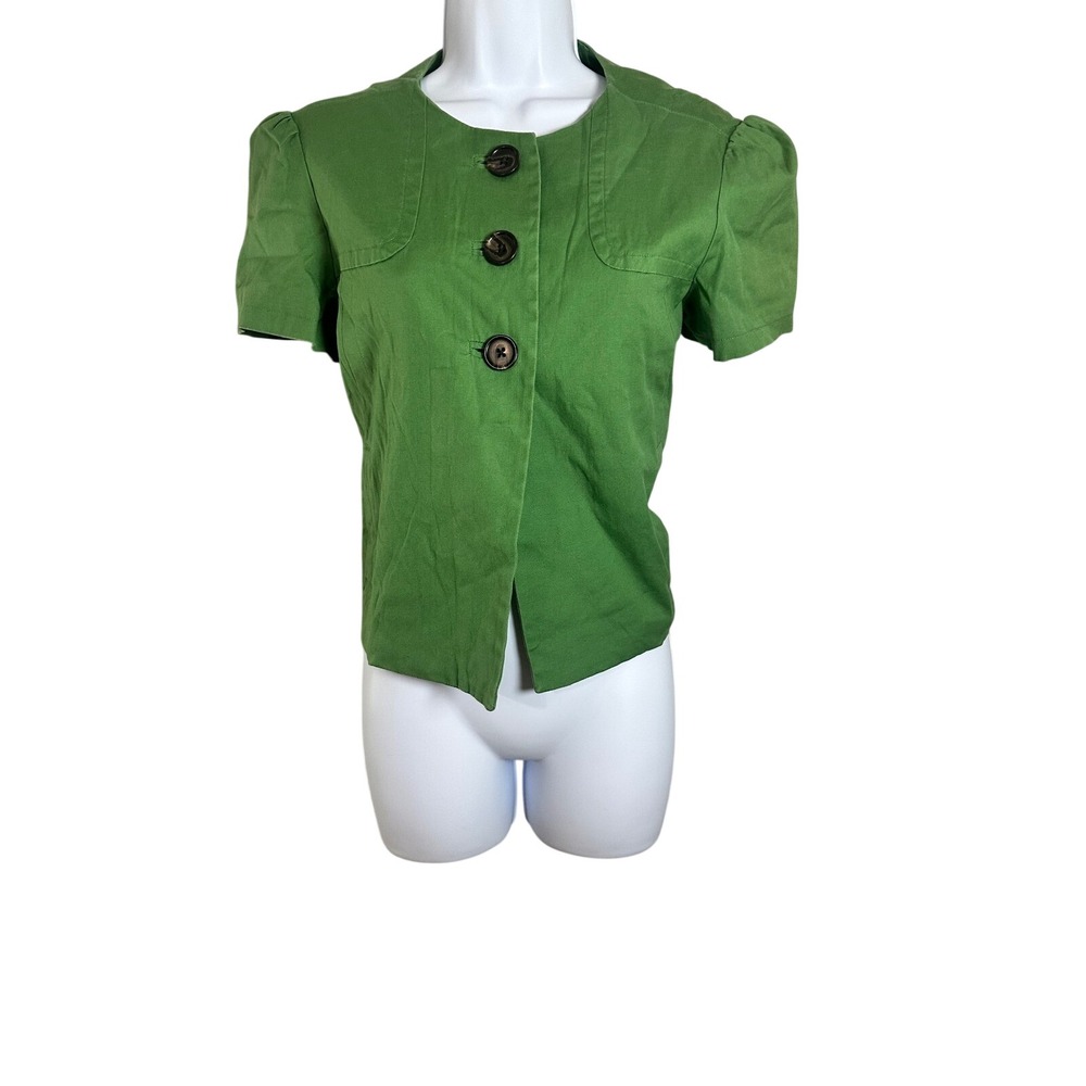 Banana Republic Y2K Green Short Sleeve Cropped Button Front Jacket Size 0